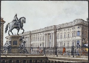 Długi most z arystokratycznym pomnikiem (pióro, tusz i wc na papierze)